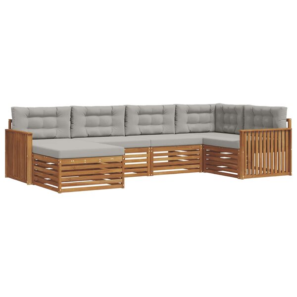 vidaXL Ensemble de canapés d'extérieur 6 pc Gris Naturel et Clair
