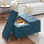 vidaXL Pouf de rangement avec coussin Bleu 80 x 80 x 45 cm Velours