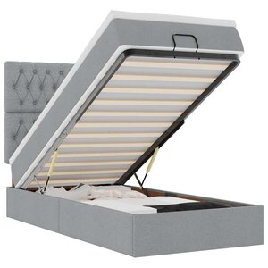 vidaXL Lit ottoman avec matelas et LED Gris clair 80x200cm tissu