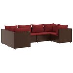 vidaXL Salon de jardin 6 Pièces avec coussins Marron Résine tressée