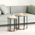 vidaXL Ensemble de tables d'appoint 2 Pièces Chêne artisanal et noir