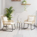 vidaXL Ensemble de salle à manger pour jardin 3 Pièces Marron Noir Crème