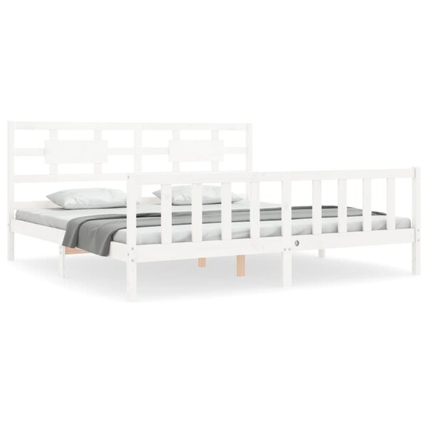 vidaXL Cadre de lit sans matelas blanc 200x200 cm bois massif de pin