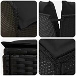 vidaXL Ensembles de meubles avec oreiller 5 Pièces Noir Rotin PE