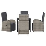 vidaXL Ensemble de Repas de Jardin 5 Pièces avec Coussins Gris Rotin Poly