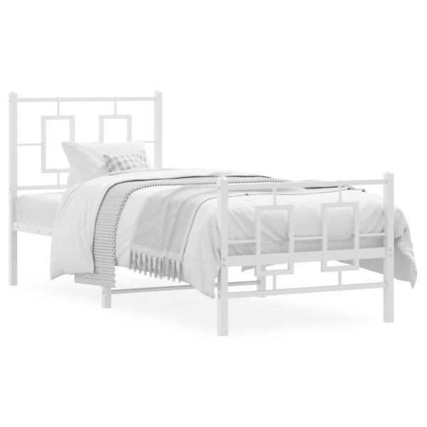 vidaXL Cadre de lit métal sans matelas avec pied de lit blanc 75x190cm