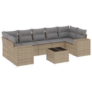 vidaXL Salon de jardin avec coussins 8 Pièces beige résine tressée