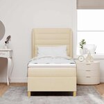 vidaXL Lit à ressorts avec matelas Crème 200 x 100 cm tissu