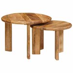 vidaXL Tables basses gigognes 2 Pièces Marron Bois de mangue massif