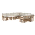 vidaXL Ensemble de canapés d'extérieur 11 Pièces Blanc Naturel et Crème