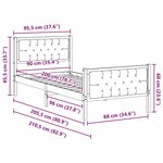vidaXL Cadre de lit avec tête de lit Gris foncé 90 x 200 cm Pin massif