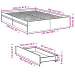 vidaXL Cadre de lit et tiroirs sonoma gris 120x190 cm bois ingénierie