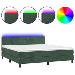 vidaXL Sommier à lattes de lit avec matelas LED Vert foncé 180x200 cm