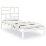 vidaXL Cadre de lit Blanc Bois massif 75x190 cm Petit simple