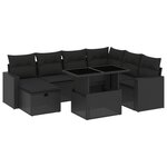 vidaXL Salon de jardin 8 Pièces avec coussins noir résine tressée