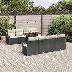 vidaXL Ensemble de canapé de jardin 9 Pièces Noir Poly rotin