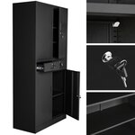 Armoire métallique étagère meuble 2 compartiments + 2 tiroirs noir 08_0000377