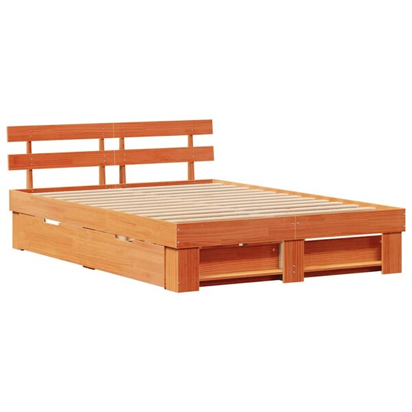vidaXL Cadre de lit Marron cire 160 x 200 cm Bois massif en pin