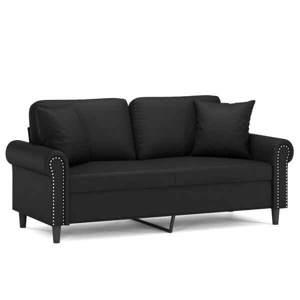 vidaXL Canapé 2 places avec oreillers décoratifs noir 140cm similicuir