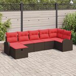 vidaXL Ensemble de canapé de jardin 7 Pièces Marron polyrotin