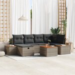 vidaXL Ensemble de canapés de jardin 7 pièces avec coussins gris poly rattan