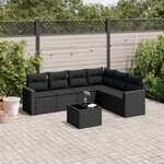vidaXL Salon de jardin 7 Pièces avec coussins noir résine tressée