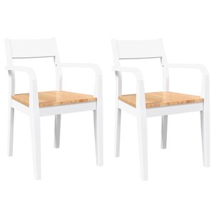 vidaXL Chaises à manger 2 Pièces blanc bois massif caoutchouc