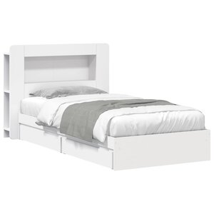 vidaXL Cadre de lit avec rangement Blanc 75 x 190 cm Bois d'ingénierie