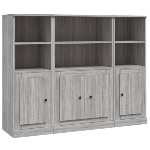 vidaXL Buffets 3 Pièces sonoma gris bois d'ingénierie
