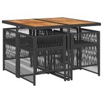 vidaXL Ensemble à manger de jardin coussins 5Pièces Noir Résine tressée