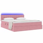 vidaXL Lit de rangement LED avec matelas Rose 180 x 200 cm Velours