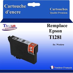 T3AZUR- Cartouche Compatible avec Epson T1281 remplace Epson Stylus Office BX305F BX305FW BX-305F BX-305FW Noire