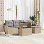 Ensemble de Canapé de Jardin 6 Pièces avec Coussins Beige Rattan