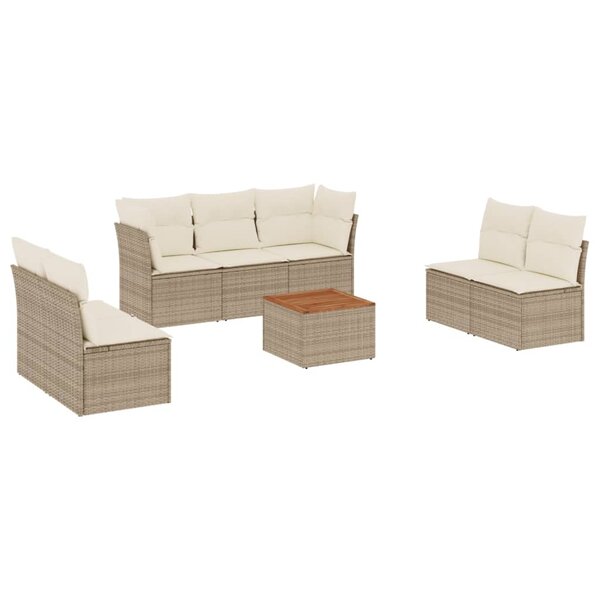 vidaXL Salon de jardin avec coussins 8 Pièces beige résine tressée