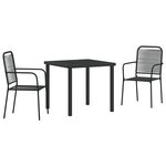 vidaXL Ensemble de Salle à Manger de Jardin 3 pièces Noir Corde de Coton et Acier