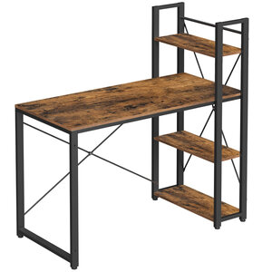 Bureau informatique table d'ordinateur longueur 120 cm avec étagères à gauche ou à droite stable montage facile pour bureau à domicile style industriel marron 12_0004655