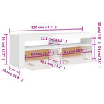 vidaXL Meuble TV avec lumières LED blanc brillant 120x35x40 cm