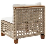 vidaXL Canapé de jardin sans accoudoirs coussins beige résine tressée