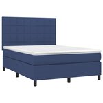vidaXL Sommier à lattes de lit et matelas et LED Bleu 140x200 cm Tissu