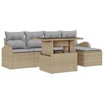 vidaXL Ensemble de canapé de jardin avec coussin 6 Pièces Beige polyrotin
