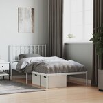 vidaXL Cadre de lit métal sans matelas et tête de lit blanc 100x190 cm