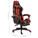 vidaXL Fauteuil de jeux vidéo et repose-pied Noir et rouge Similicuir