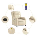 vidaXL Fauteuil de massage inclinable Crème Tissu