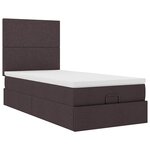 vidaXL Lit ottoman avec matelas et LED marron foncé 90x200 cm tissu