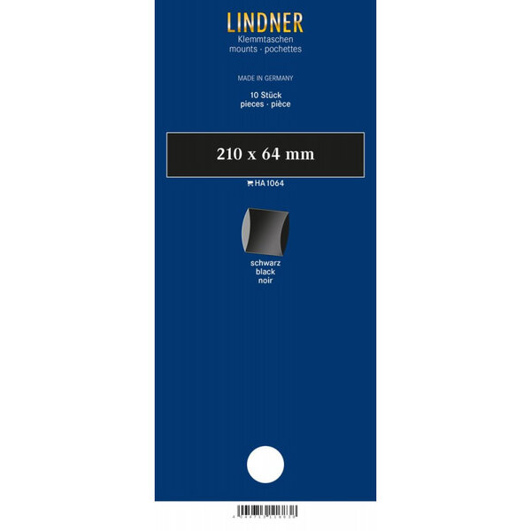 Bandes double soudure 210 x 64 mm pour timbres-poste. Fond - Noir