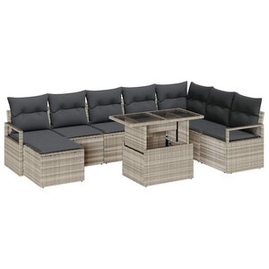 vidaXL Ensemble de canapé de jardin avec coussin 9 Pièces Gris clair