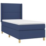 vidaXL Sommier à lattes de lit matelas et LED Bleu 90x190 cm Tissu