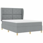 Lit Box Spring vidaXL avec Matelas Gris clair 140x200 cm Tissu