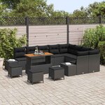 vidaXL Ensemble de canapé de jardin 13 Pièces Noir Poly rotin