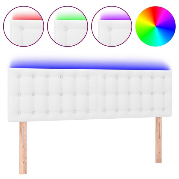 vidaXL Tête de lit à LED Blanc 144x5x78/88 cm Similicuir